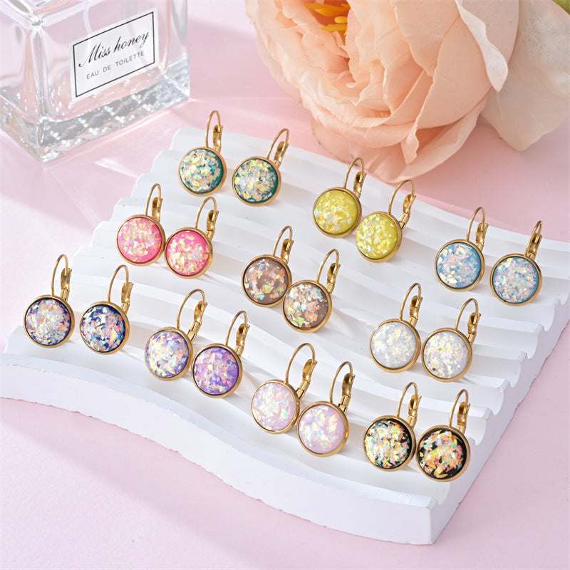 Sequin Rhinestone Stud Earrings