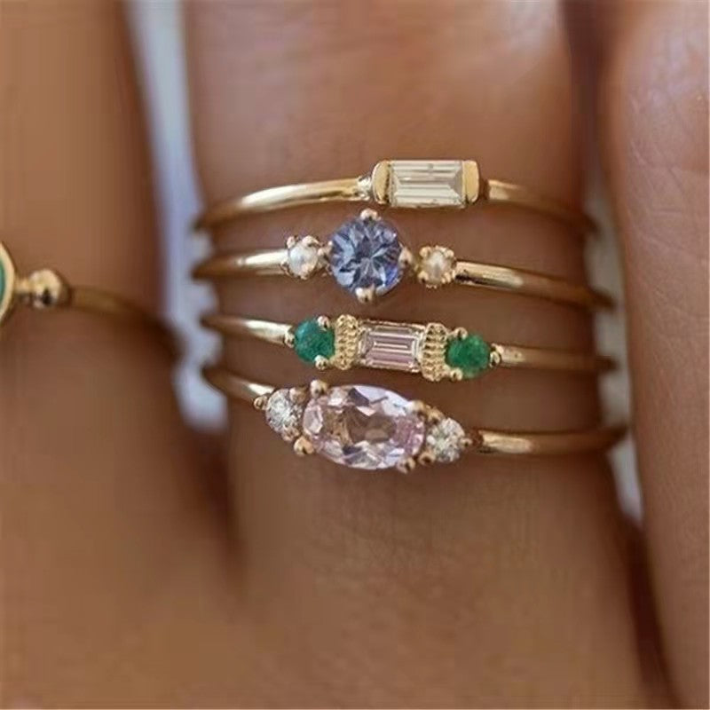 Square Zircon Ring Set