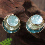 Tricolor Geometric Round Earrings