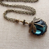 Dragonfly Green Crystal Necklace