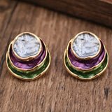 Tricolor Geometric Round Earrings