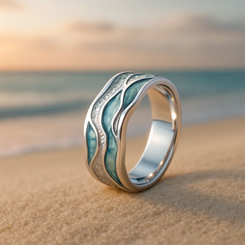 Aurora Ocean Wave Ring