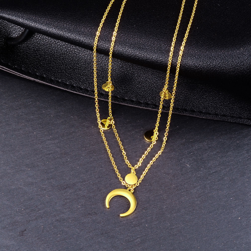 Crescent Moon Star Necklace