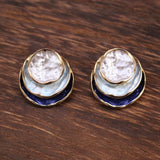 Tricolor Geometric Round Earrings